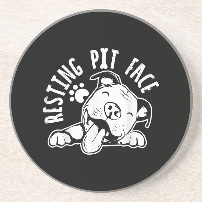 Resting Pit Face  Funny Dog Pitbull Meme Coaster (Front)