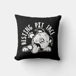 Resting Pit Face Funny Dog Pitbull Meme Cushion