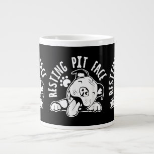 Resting Pit Face Funny Dog Pitbull Meme Large Coffee Mug