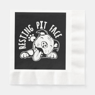 Resting Pit Face  Funny Dog Pitbull Meme Napkin