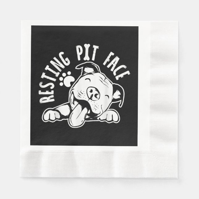Resting Pit Face  Funny Dog Pitbull Meme Napkin (Front)