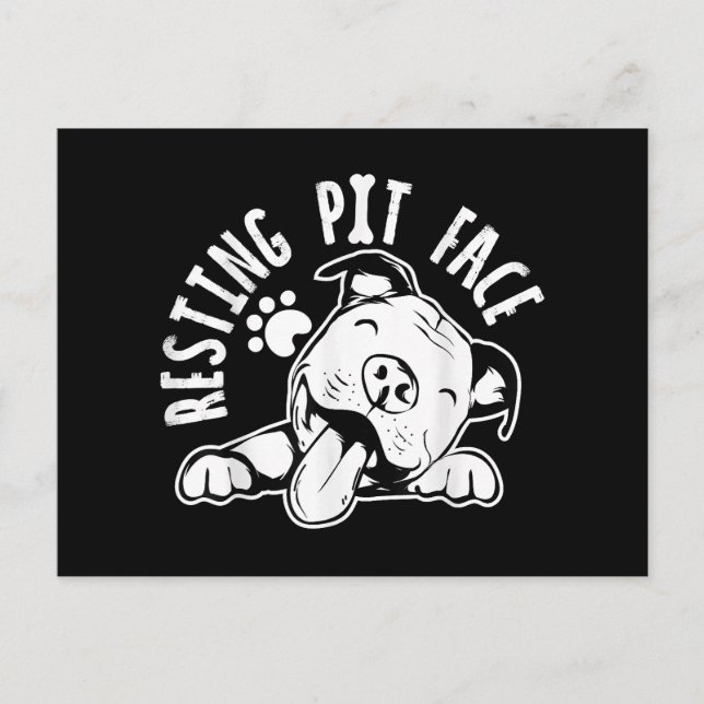 Resting Pit Face  Funny Dog Pitbull Meme Postcard (Front)