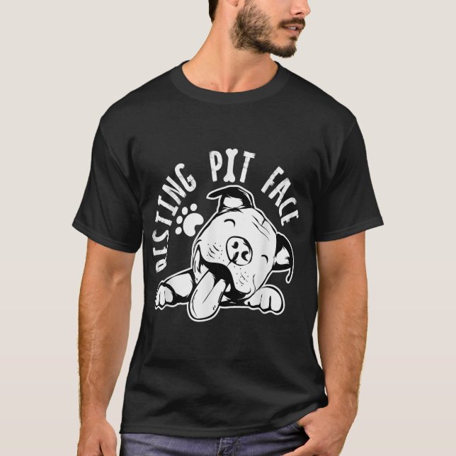 Resting Pit Face Funny Dog Pitbull Meme T-Shirt (Front)
