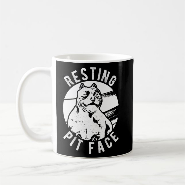 Resting Pit Face Pittie Pitbull Dog Owner Pet Pitb Coffee Mug (Left)