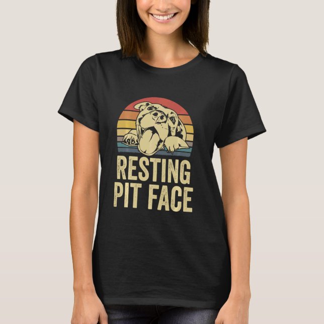 Resting Pit Face  Vintage Pitbull   Tee Face (Front)