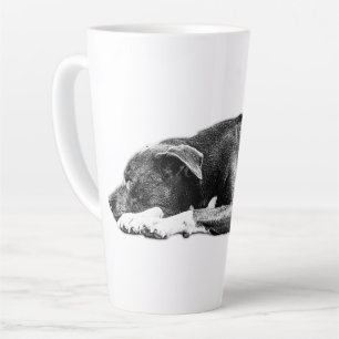 Resting Pitbull Mix Black and White Mug