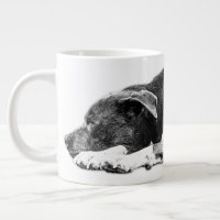 Resting Pitbull Mix Black and White Mug