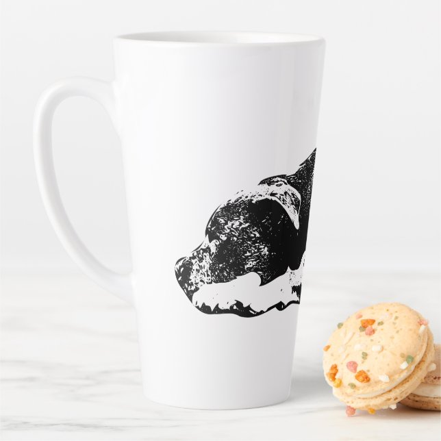 Resting Pitbull Mix Monochrome Portrait Mug (In Situ)