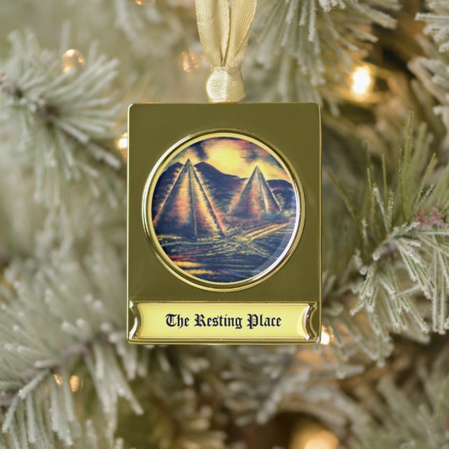 Resting Place Gold Plated Banner Ornament (Tree)
