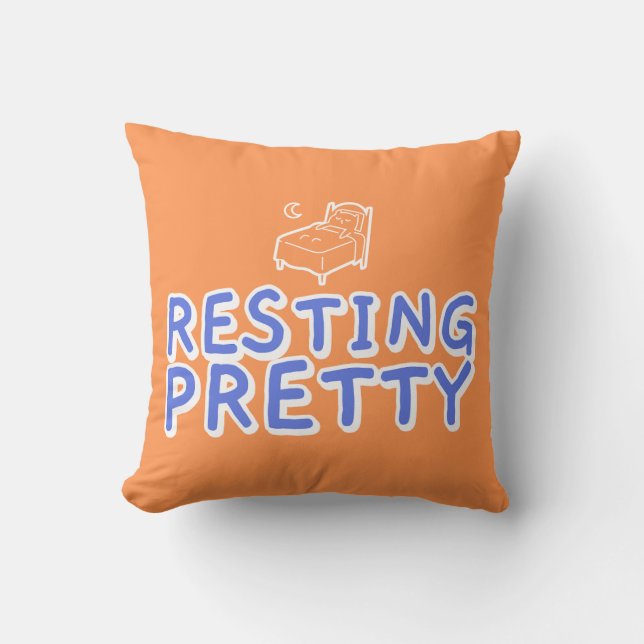 Resting Pretty Cute Sleep Quote Illustration Cushion (Front)