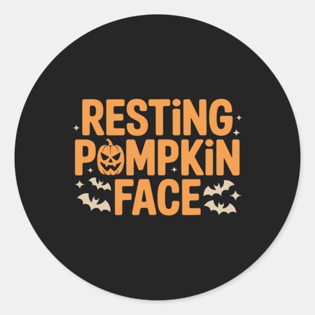 Resting Pumpkin Face Bold T Halloween Tee  Classic Round Sticker (Front)