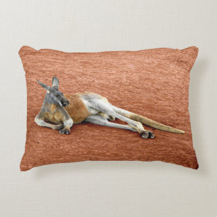 Resting Red Kangaroo Buck Decorative Cushion