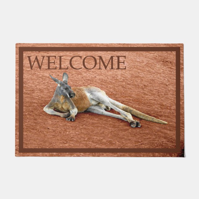 Resting Red Kangaroo Buck - Welcome Doormat (Front)