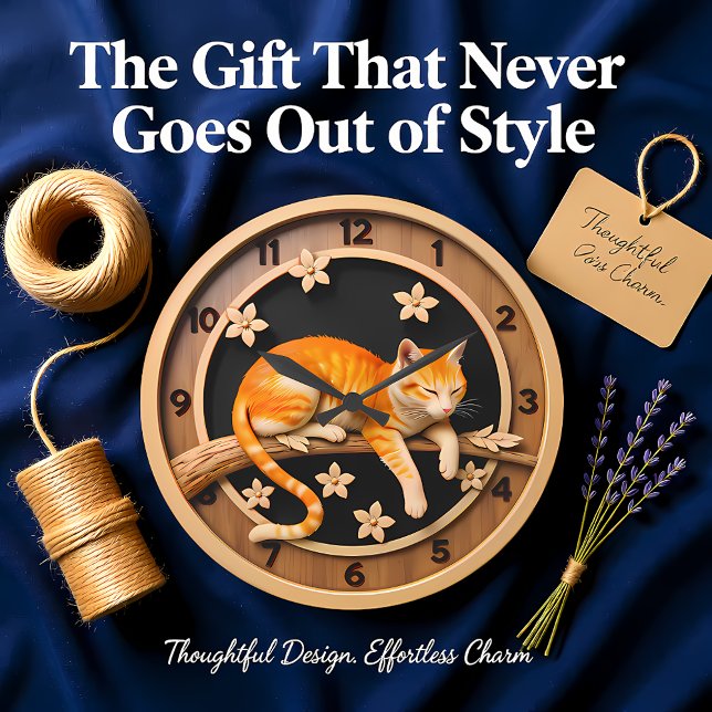 Resting Tabby Cat Petal Large Clock (Creator Uploaded)