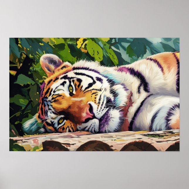 Resting Tiger Portrait Poster (Front)