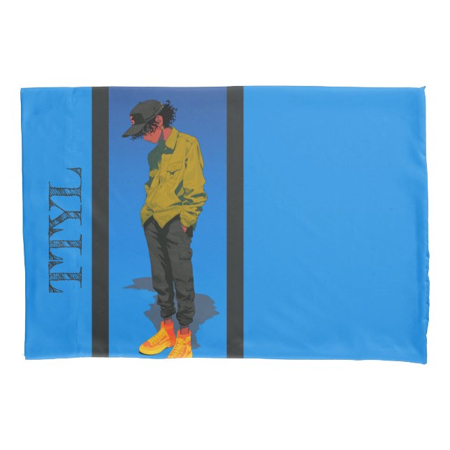 resting Vibes, in Teal Blue, Pillowcase (Front)