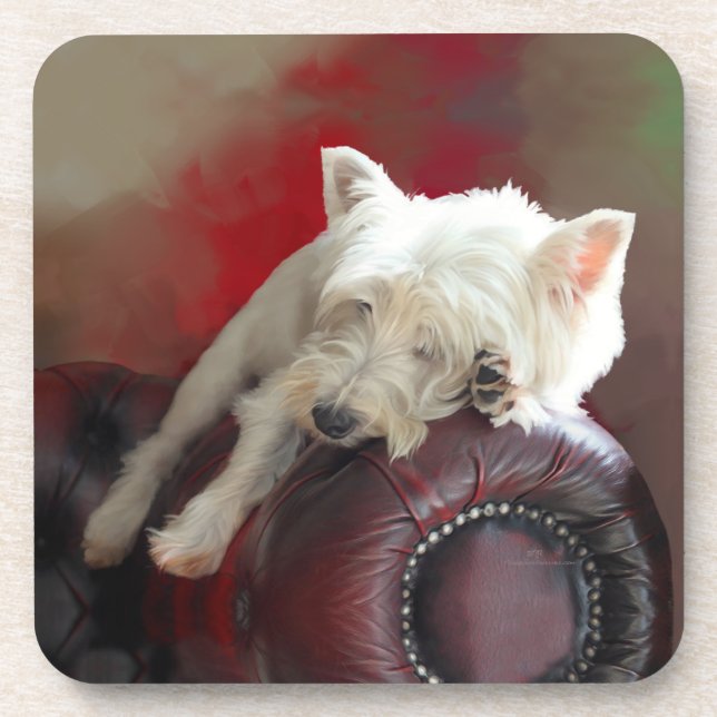 Resting Westie Coaster (Front)