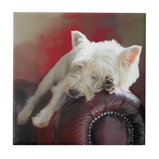 Resting Westie Tile (Front)