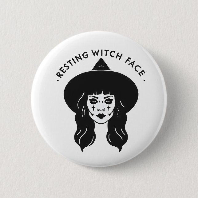 Resting Witch Face 6 Cm Round Badge (Front)