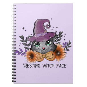 Resting Witch Face – Cat with Witch Hat Notebook