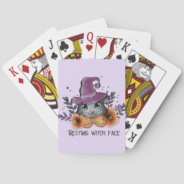 Resting Witch Face – Cat with Witch Hat Playing Cards (Back)