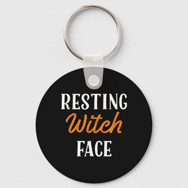 Resting Witch Face Cool Funny Halloween Key Ring (Front)