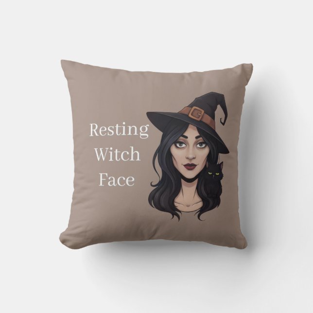 Resting Witch Face | Funny Halloween  Cushion (Front)