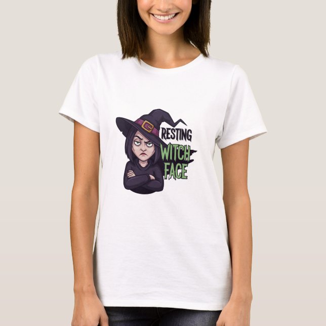 Resting Witch Face Funny Halloween T-shirt (Front)