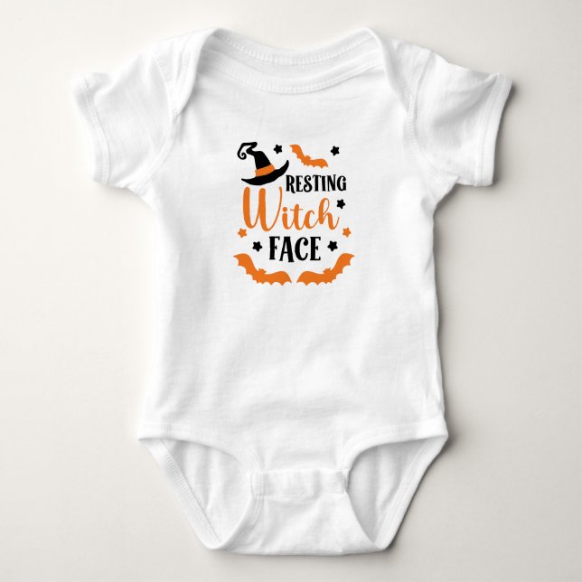 Resting Witch Face Halloween  Baby Bodysuit (Front)