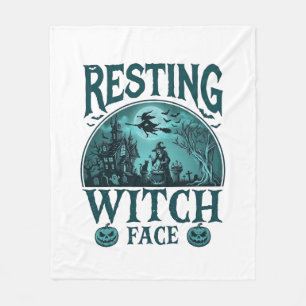 Resting Witch Face Halloween Haunted House Cauldro Fleece Blanket