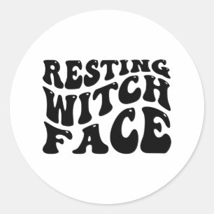 Resting Witch Face-Halloween-Spooky-Scary-Funny Classic Round Sticker