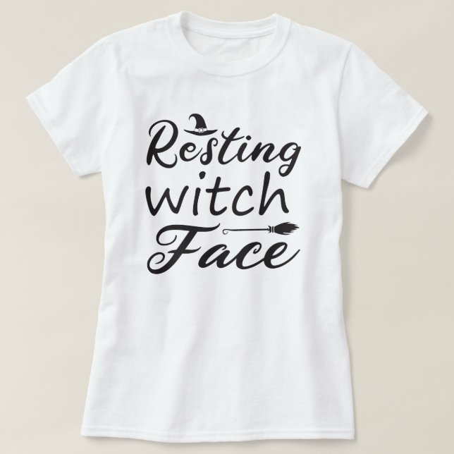 Resting Witch Face Halloween T-Shirt (Design Front)