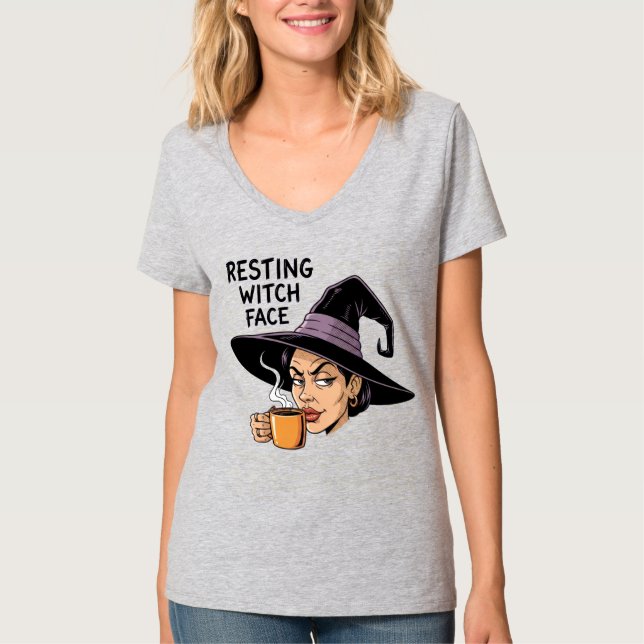 Resting Witch Face Halloween T-Shirt (Front)
