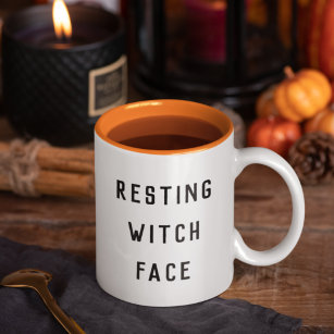 Resting Witch Face Halloween Two-Tone Coffee Mug