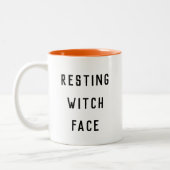 Resting Witch Face Halloween Two-Tone Coffee Mug (Left)