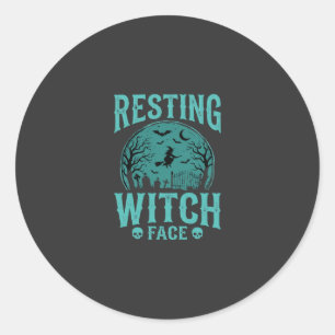 Resting Witch Face Halloween Witch Design Classic Round Sticker