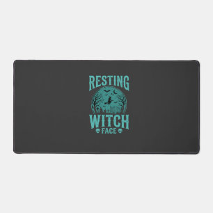 Resting Witch Face Halloween Witch Design Desk Mat