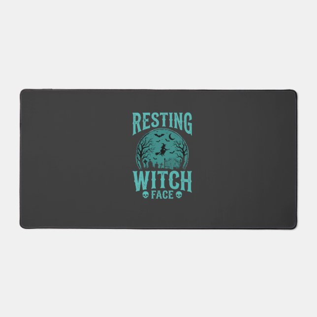 Resting Witch Face Halloween Witch Design Desk Mat (Front)