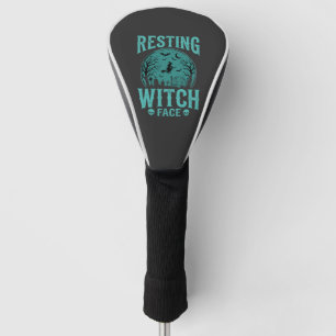 Resting Witch Face Halloween Witch Design Golf Head Cover