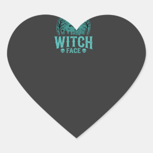 Resting Witch Face Halloween Witch Design Heart Sticker