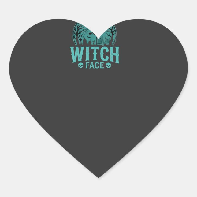 Resting Witch Face Halloween Witch Design Heart Sticker (Front)