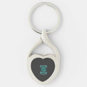 Resting Witch Face Halloween Witch Design Key Ring