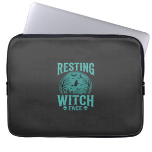 Resting Witch Face Halloween Witch Design Laptop Sleeve
