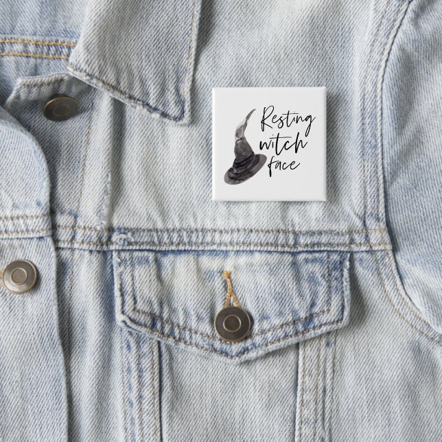 Resting Witch Face | Happy Halloween | Fun Quote | 15 Cm Square Badge (In Situ)