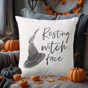 Resting Witch Face   Happy Halloween   Fun Quote   Cushion