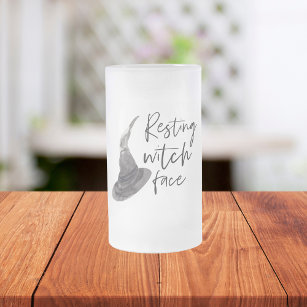 Resting Witch Face   Happy Halloween   Fun Quote   Frosted Glass Beer Mug