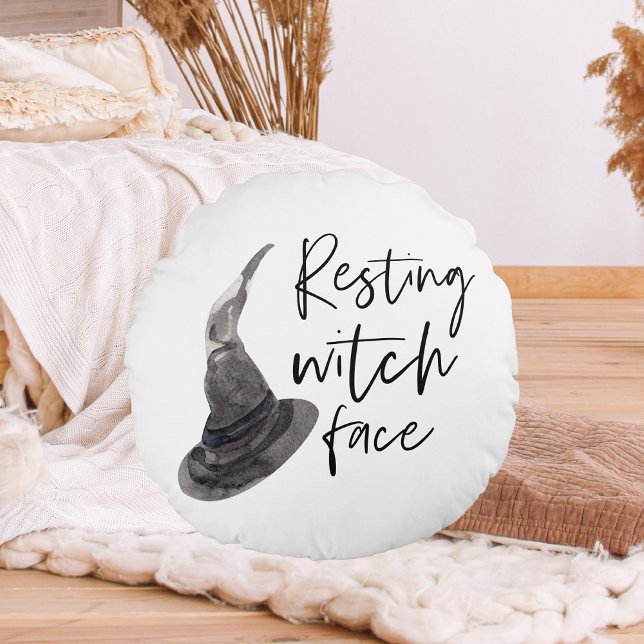 Resting Witch Face | Happy Halloween | Fun Quote | Round Cushion (Creator Uploaded)