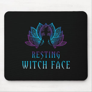 Resting Witch Face Lotus Funny Halloween Yoga Witc Mouse Pad