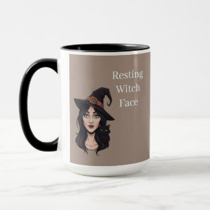 Resting Witch Face Mug   Halloween Coffee Cup