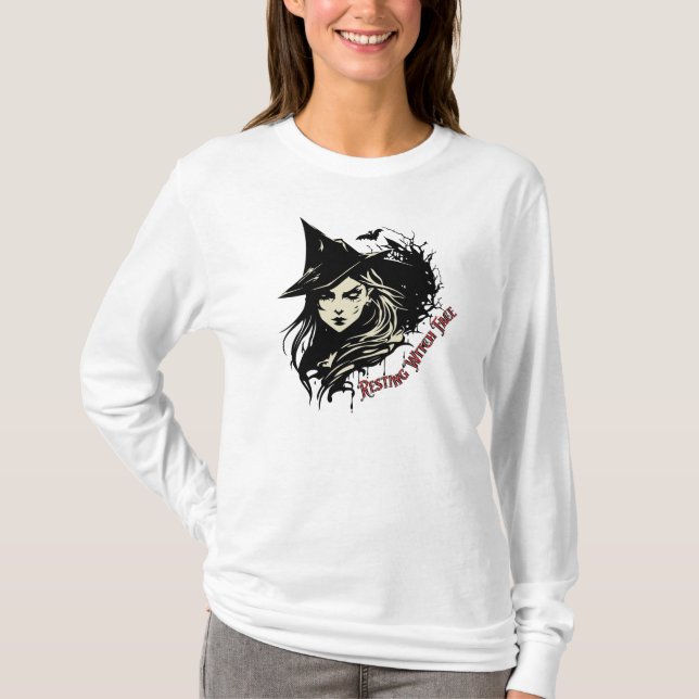 Resting Witch Face T-Shirt, Halloween Shirt (Front)